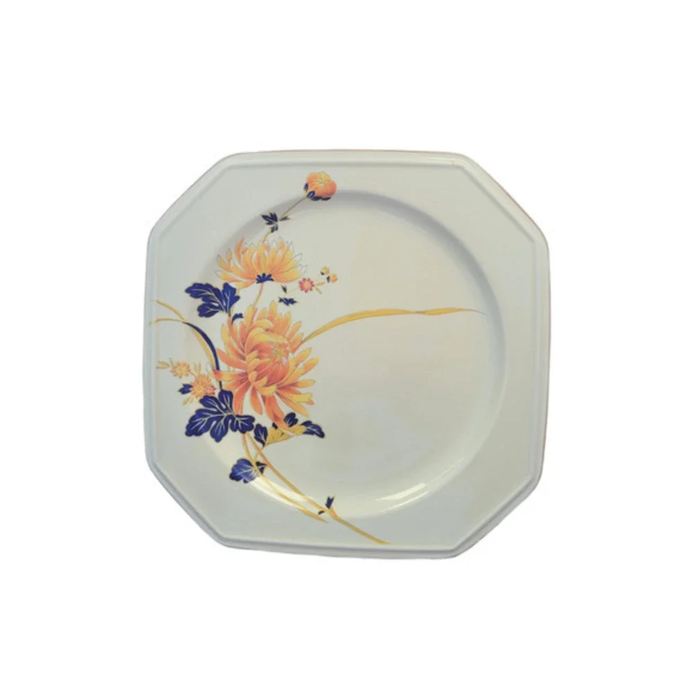 Vintage Mikasa Majestic Orange Chrysanthemum‎ Flowers 2 Square Salad Plate